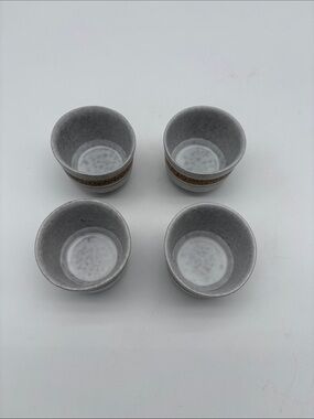Lot of 4 Pottery Craft Speckled Grey Brown Striped Tea Espresso Cups